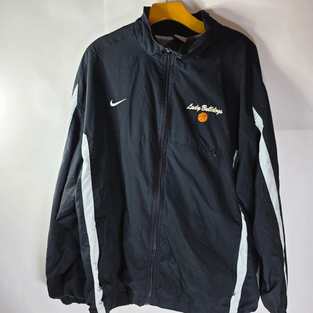 Vtg Nike Team Jacket XXL Black Windbreaker Lady‎ Bulldogs Basketball Broken Pull